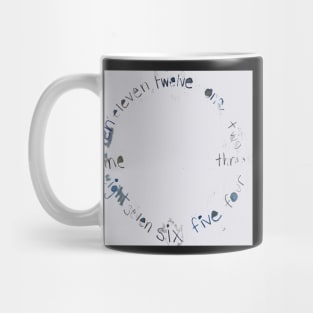 Gray Clock with Numbers, light gray watercolor Mug